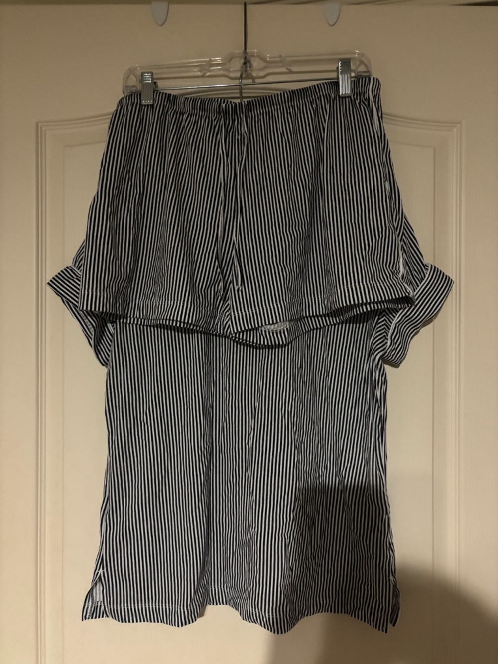 Lauren Ralph Lauren Black & White Vertical Stripe Short Sleeve pajama - Picture 3 of 4